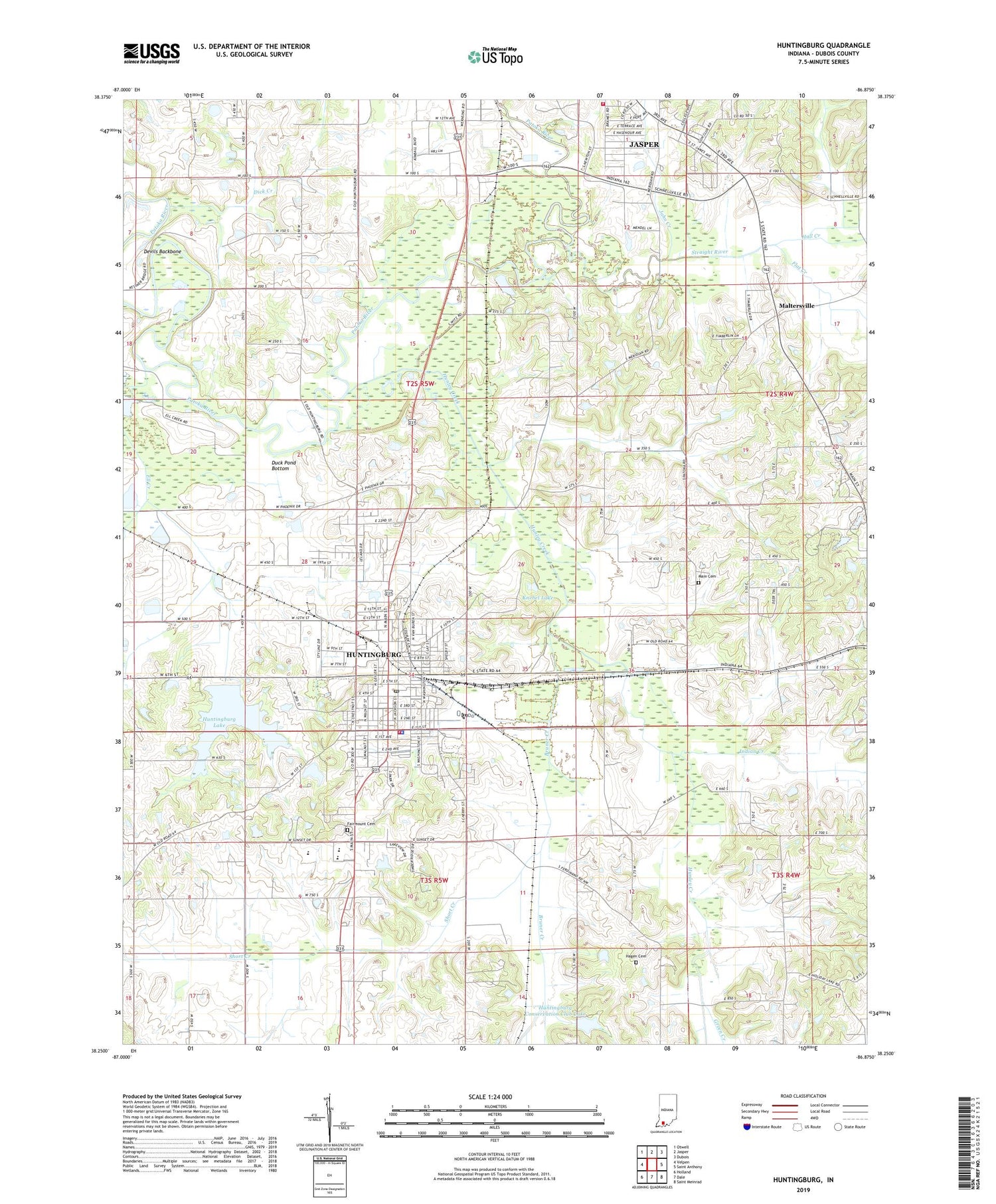 Huntingburg Indiana US Topo Map Image