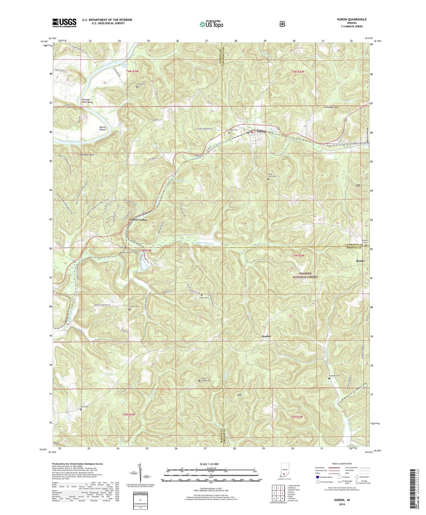 Huron Indiana US Topo Map Image