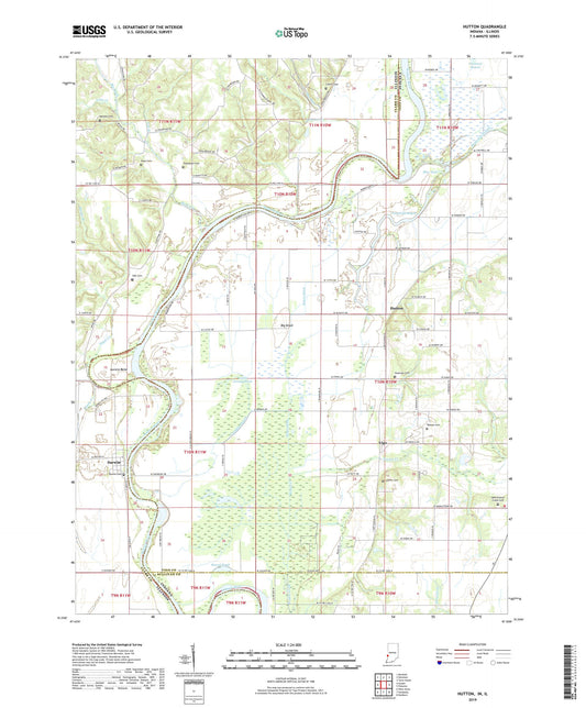 Hutton Indiana US Topo Map Image
