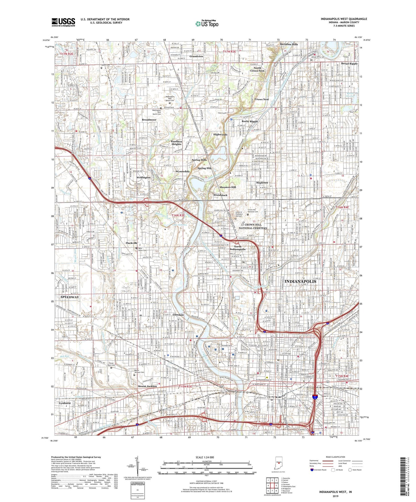 Indianapolis West Indiana US Topo Map Image