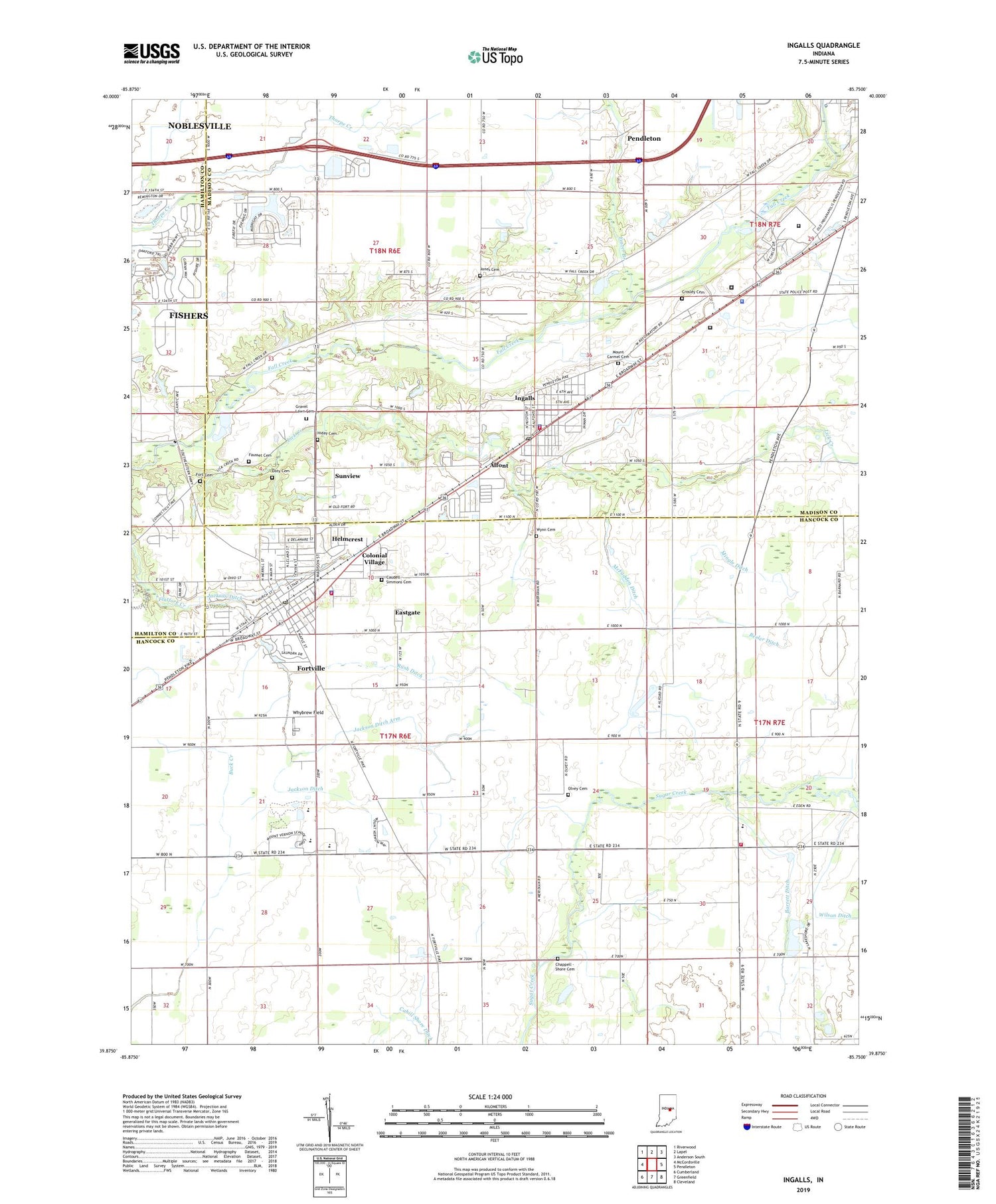 Ingalls Indiana US Topo Map Image