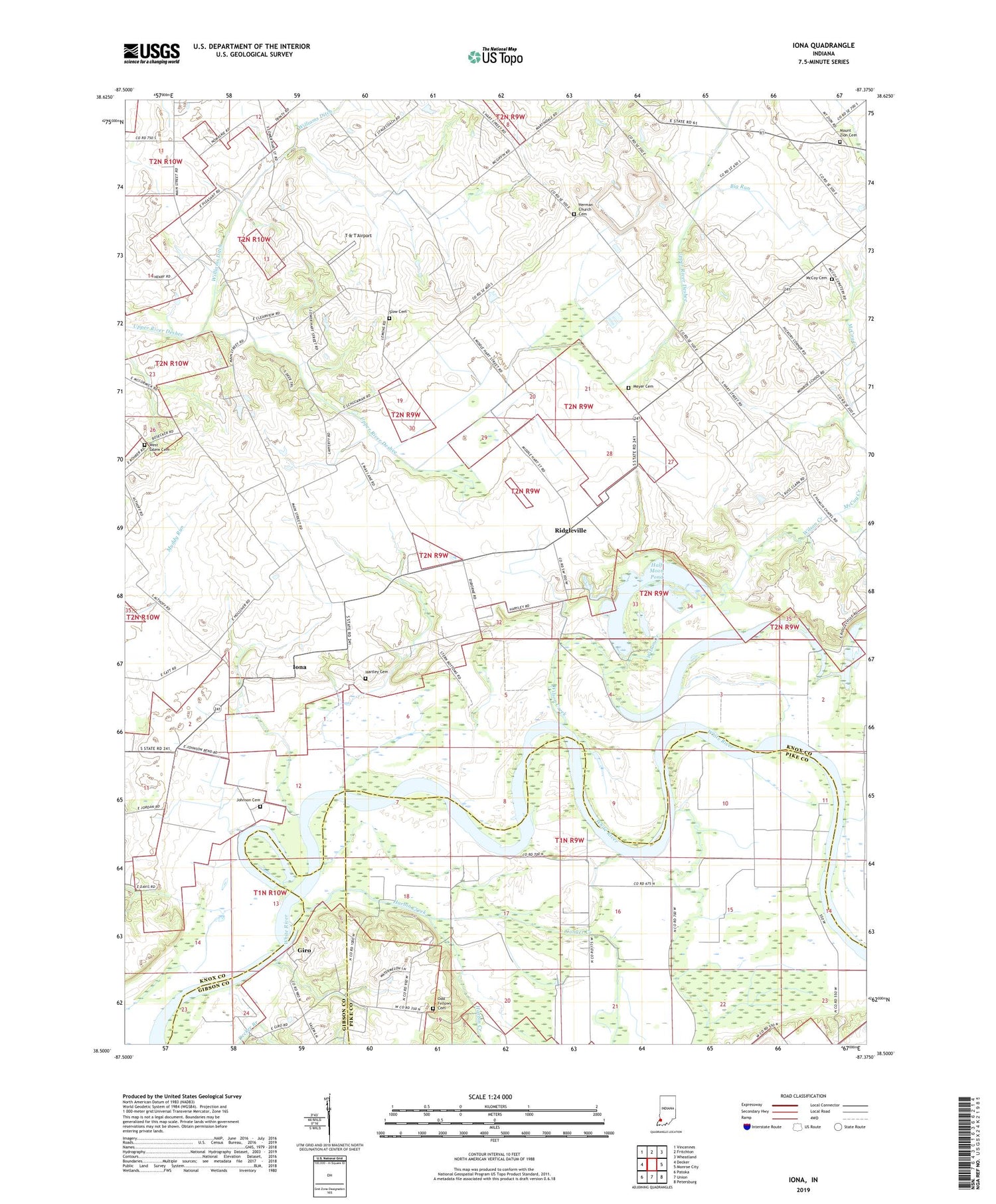 Iona Indiana US Topo Map Image