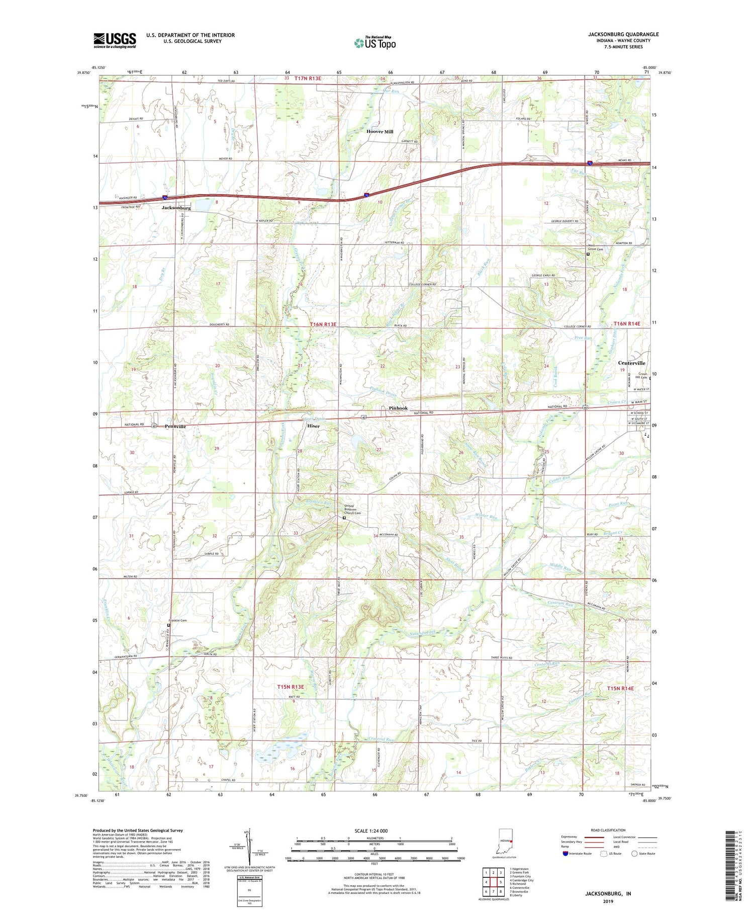 Jacksonburg Indiana US Topo Map Image