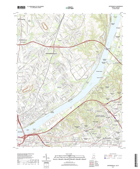 Jeffersonville Indiana US Topo Map Image