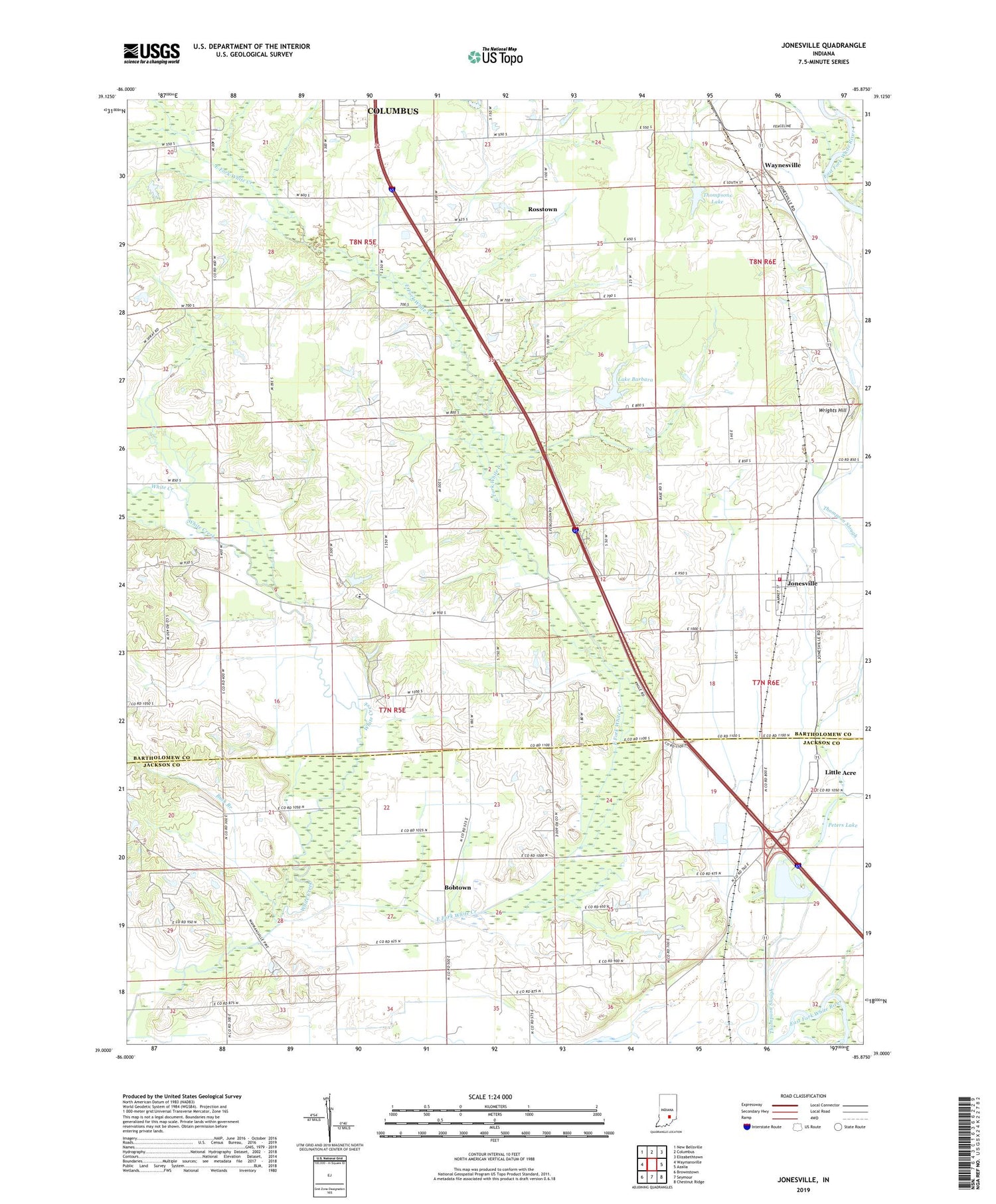 Jonesville Indiana US Topo Map Image