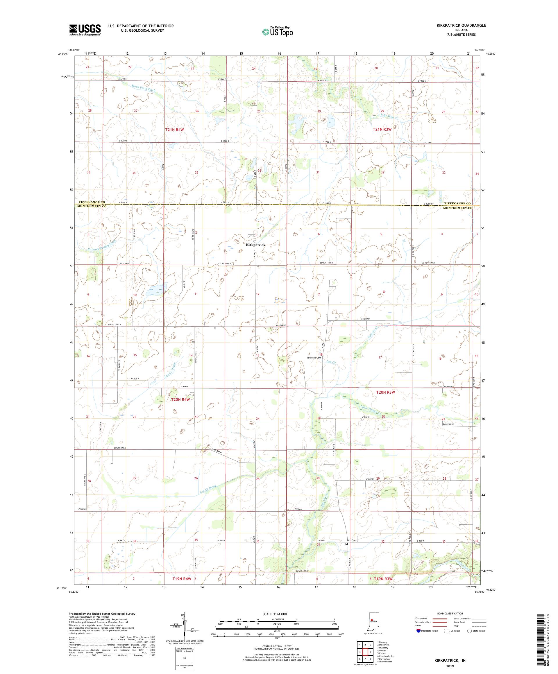 Kirkpatrick Indiana US Topo Map – MyTopo Map Store