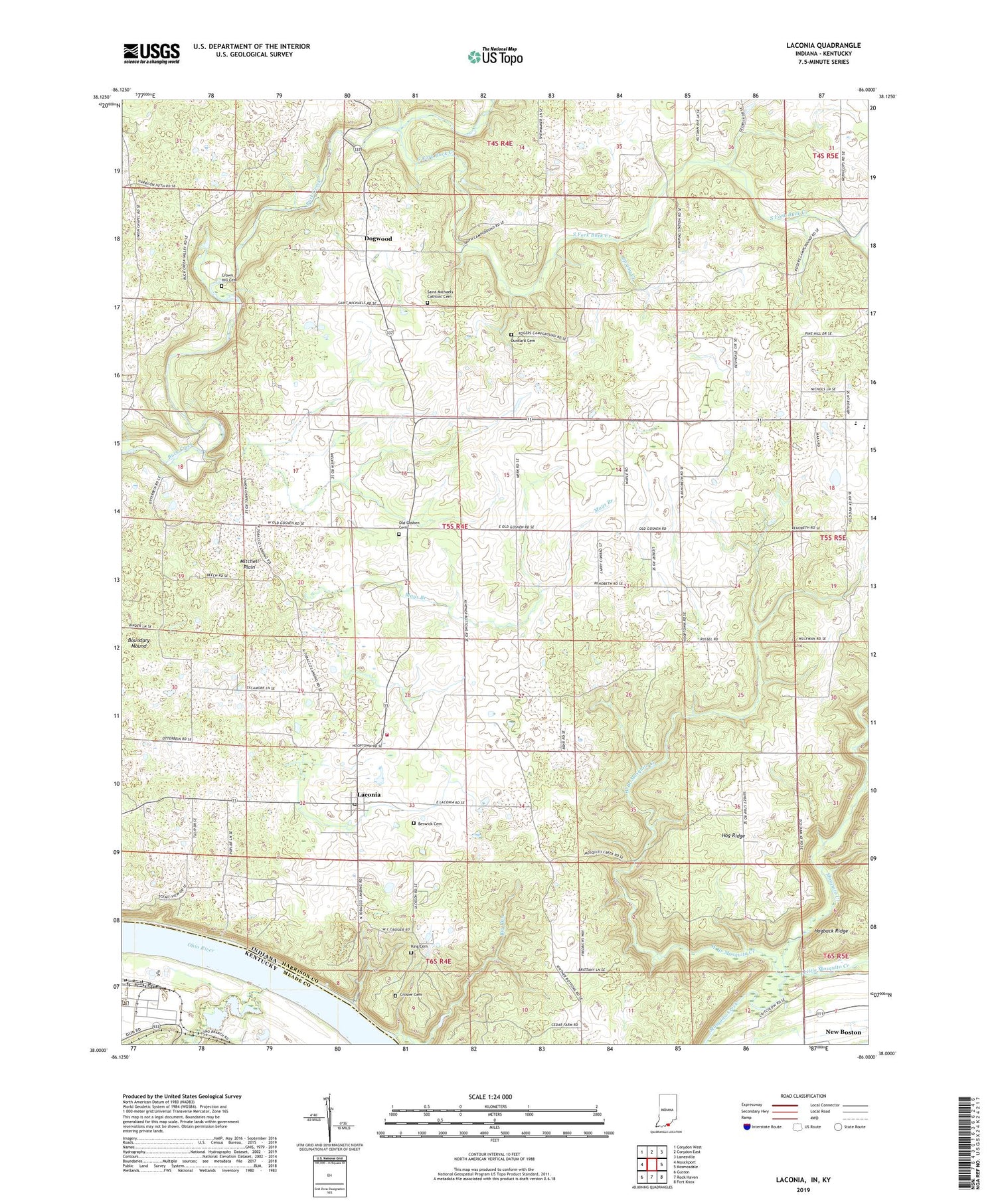 Laconia Indiana US Topo Map Image