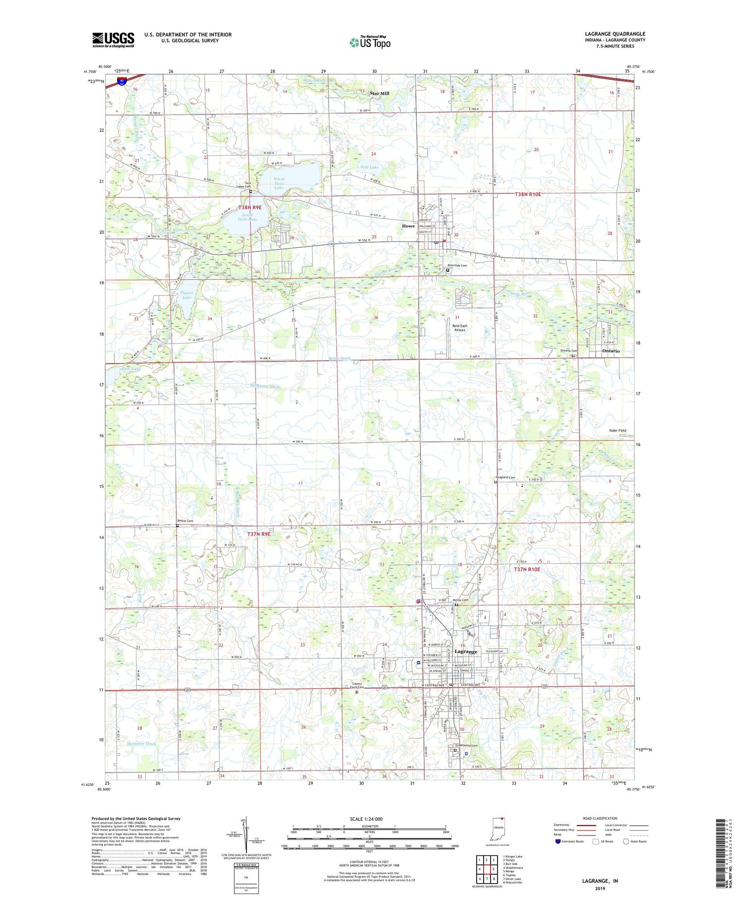Lagrange Indiana US Topo Map Image