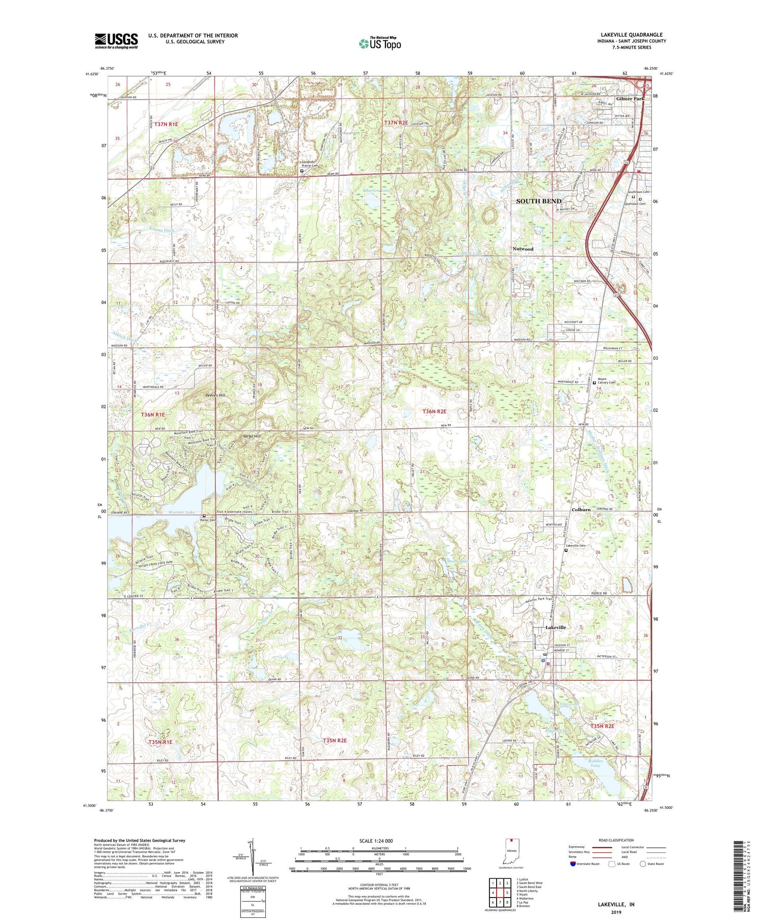 Lakeville Indiana US Topo Map Image