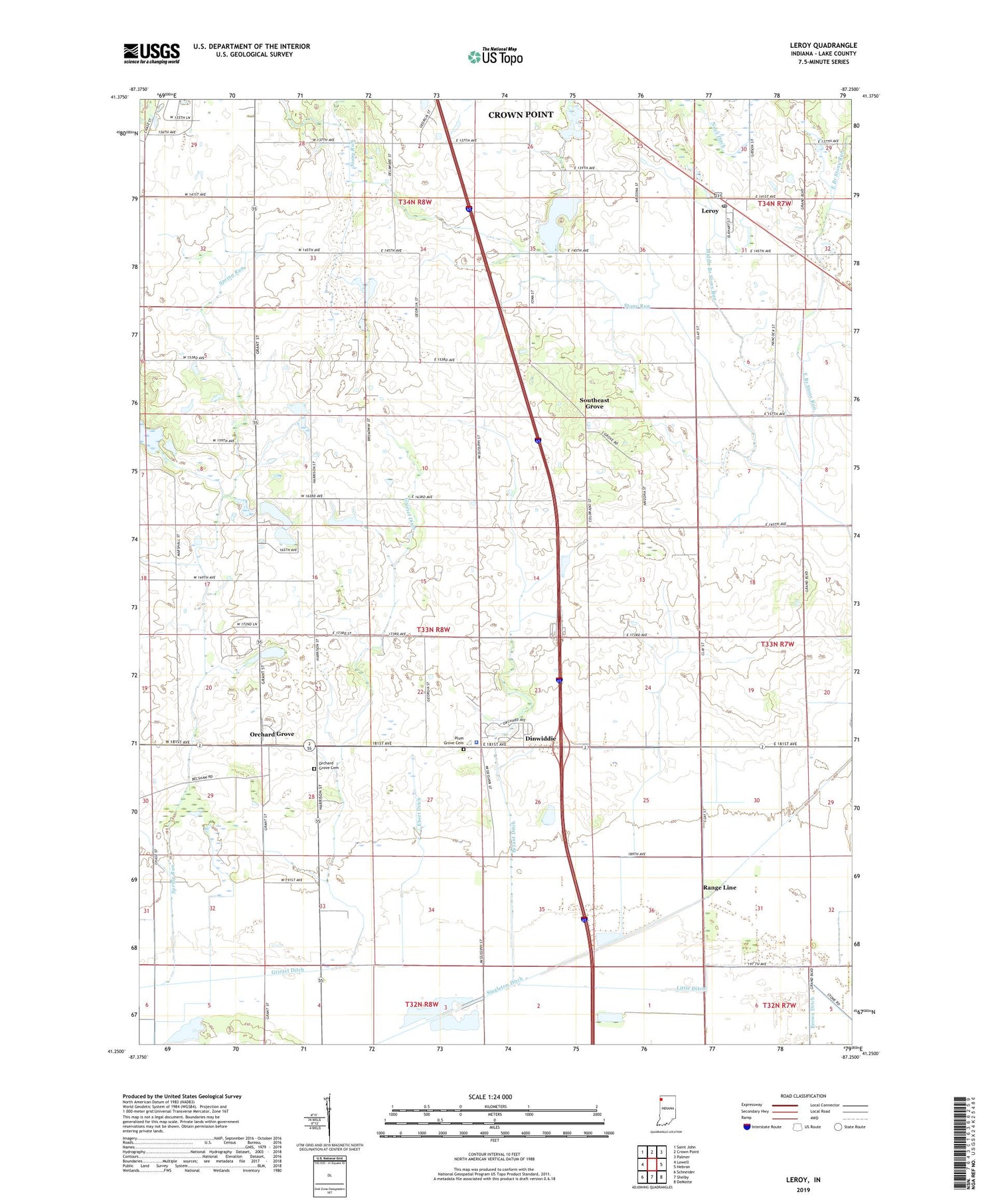 Leroy Indiana US Topo Map Image