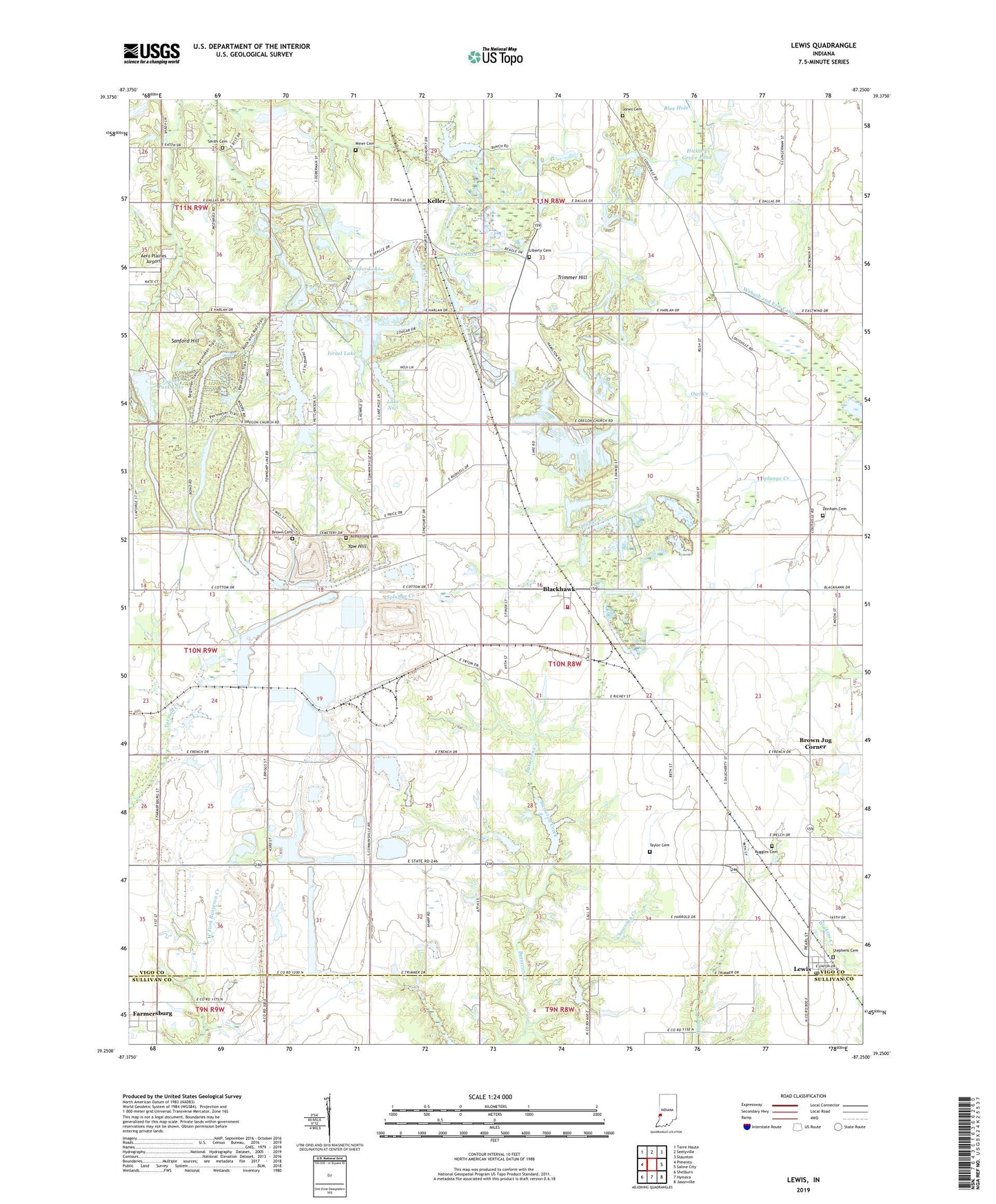 Lewis Indiana US Topo Map Image