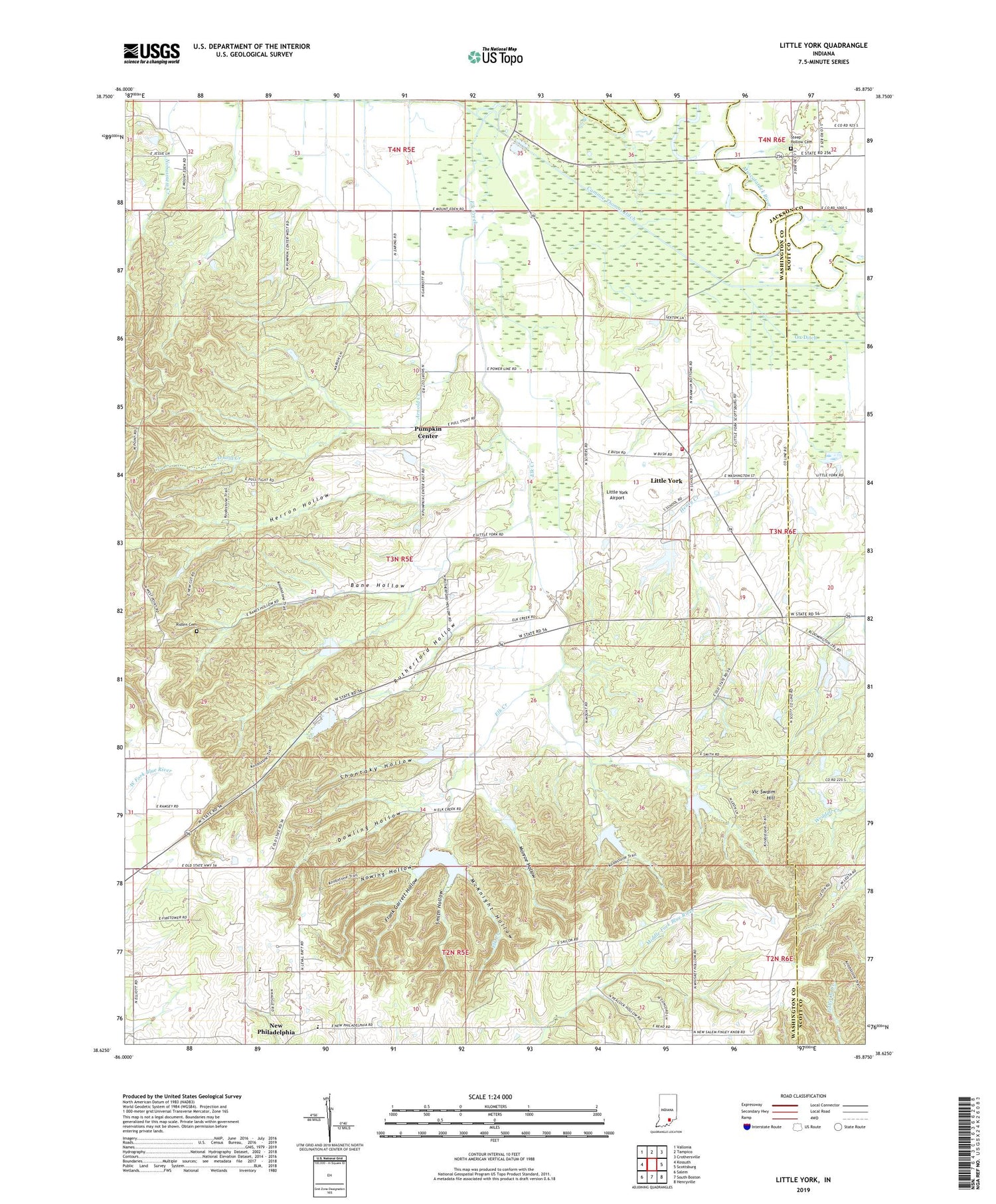 Little York Indiana US Topo Map Image