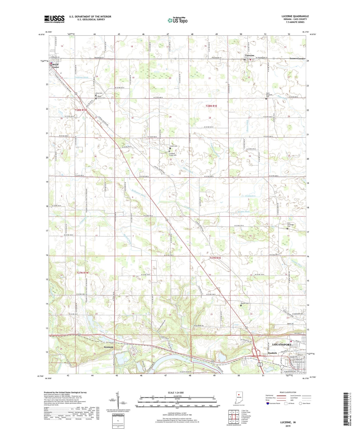 Lucerne Indiana US Topo Map Image