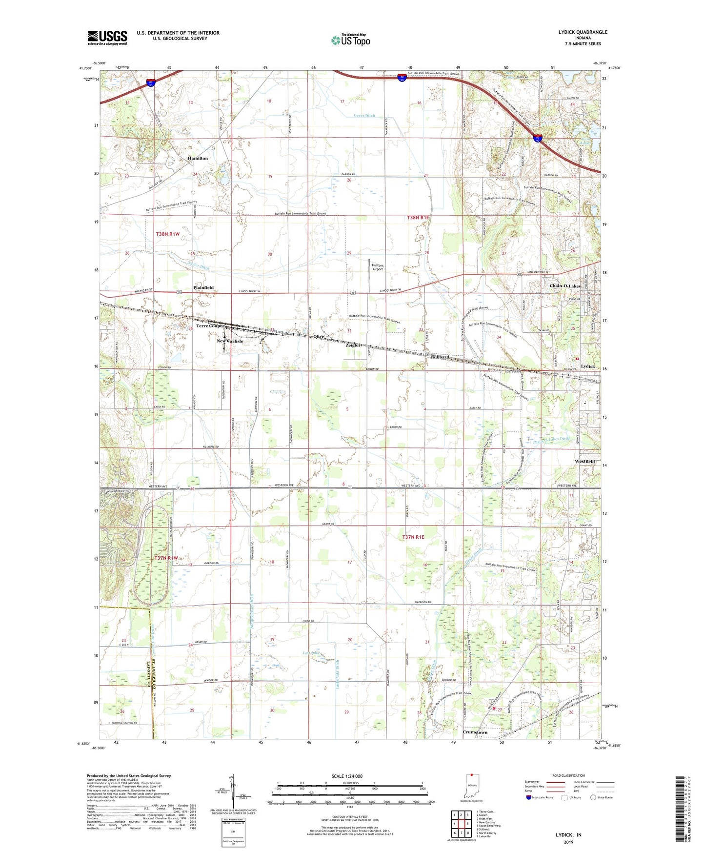 Lydick Indiana US Topo Map Image