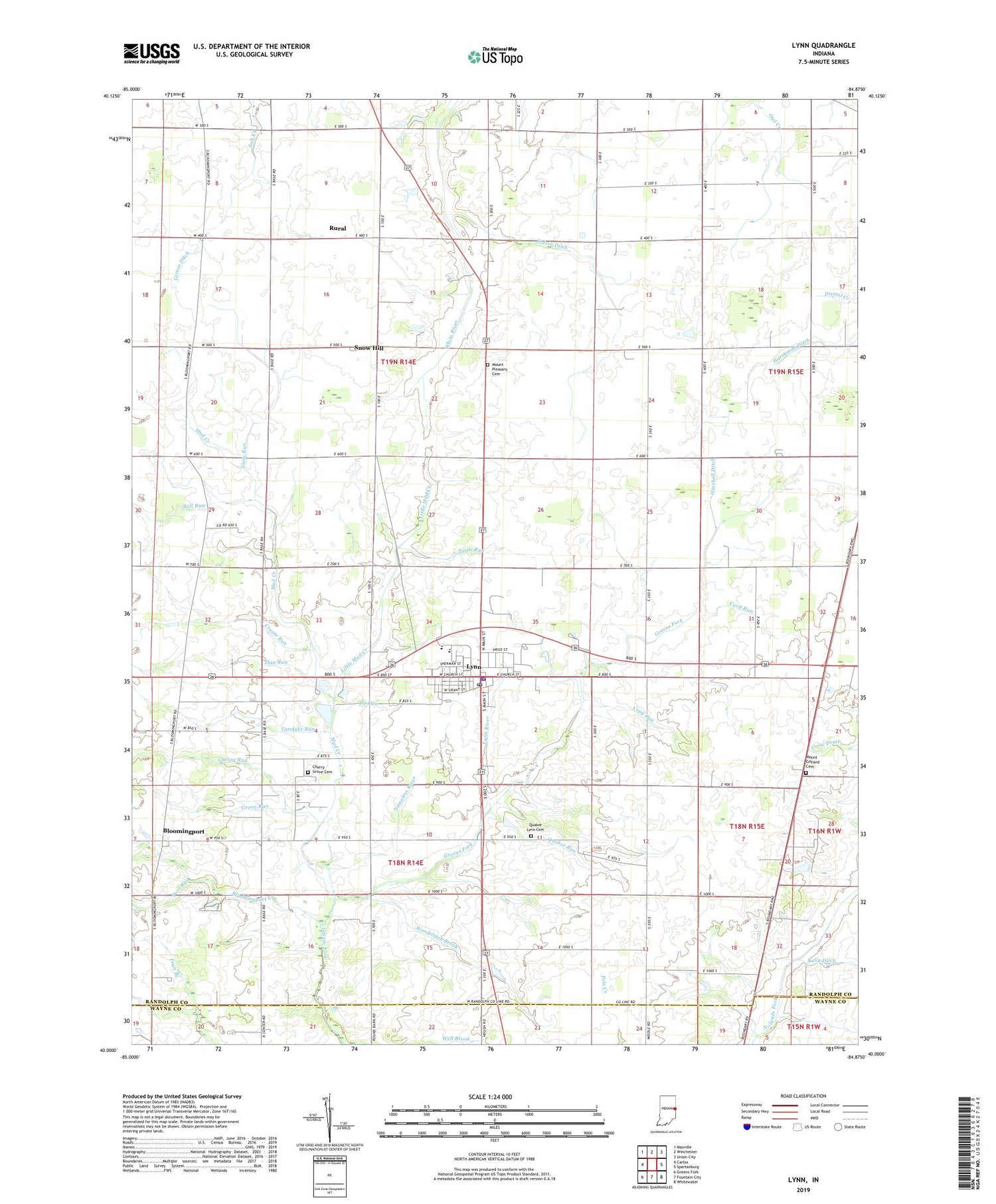 Lynn Indiana US Topo Map Image