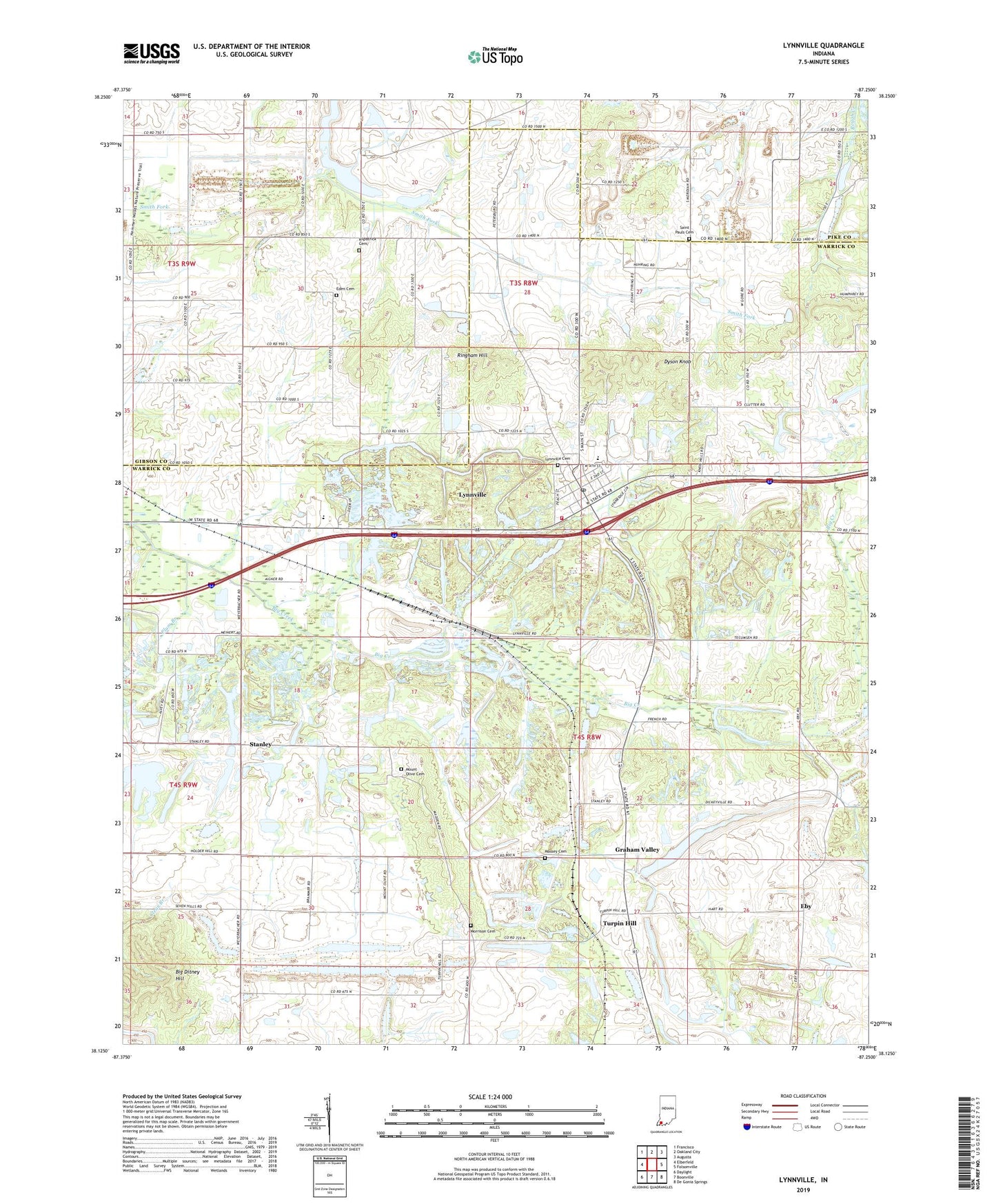 Lynnville Indiana US Topo Map Image