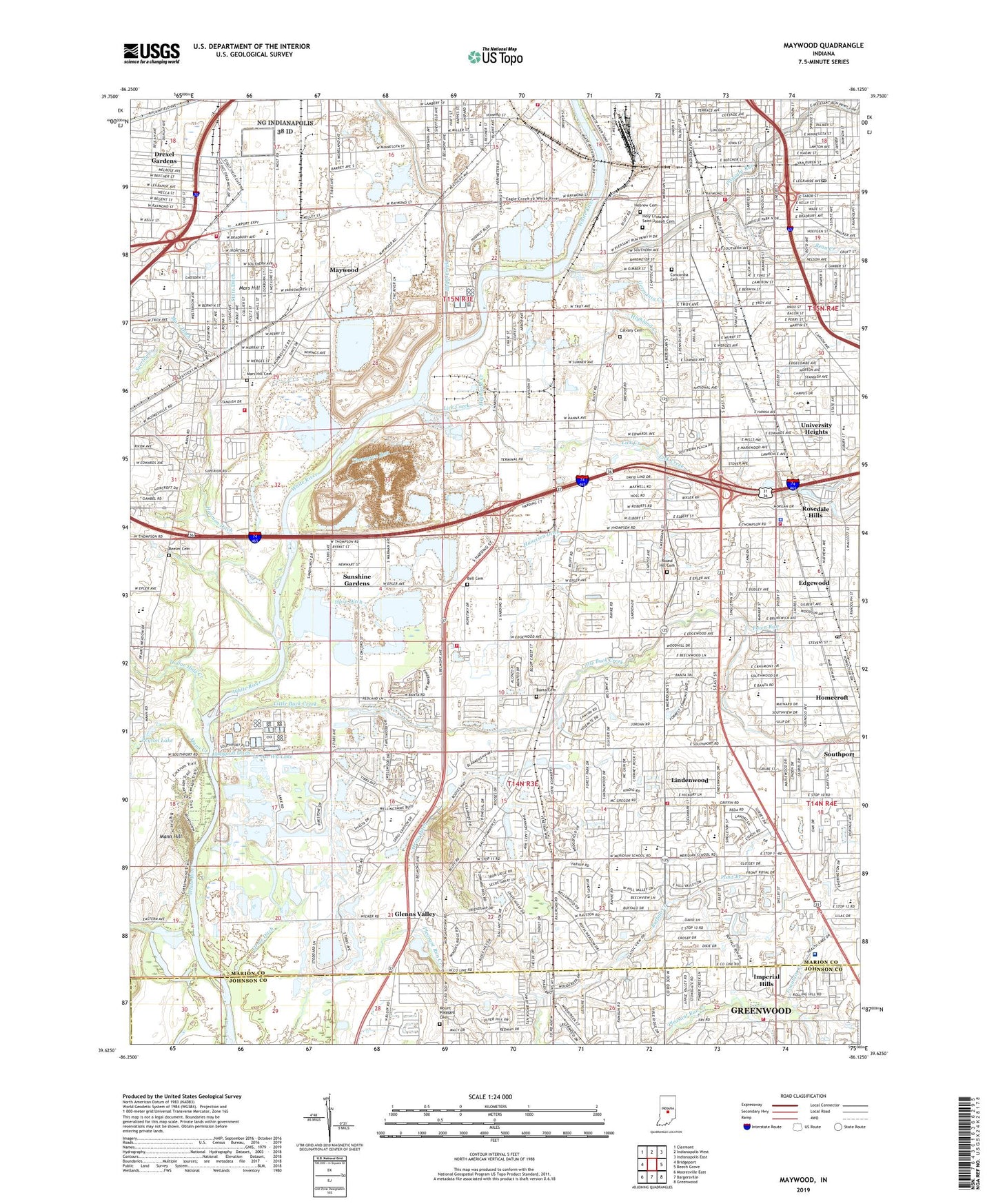 Maywood Indiana US Topo Map Image