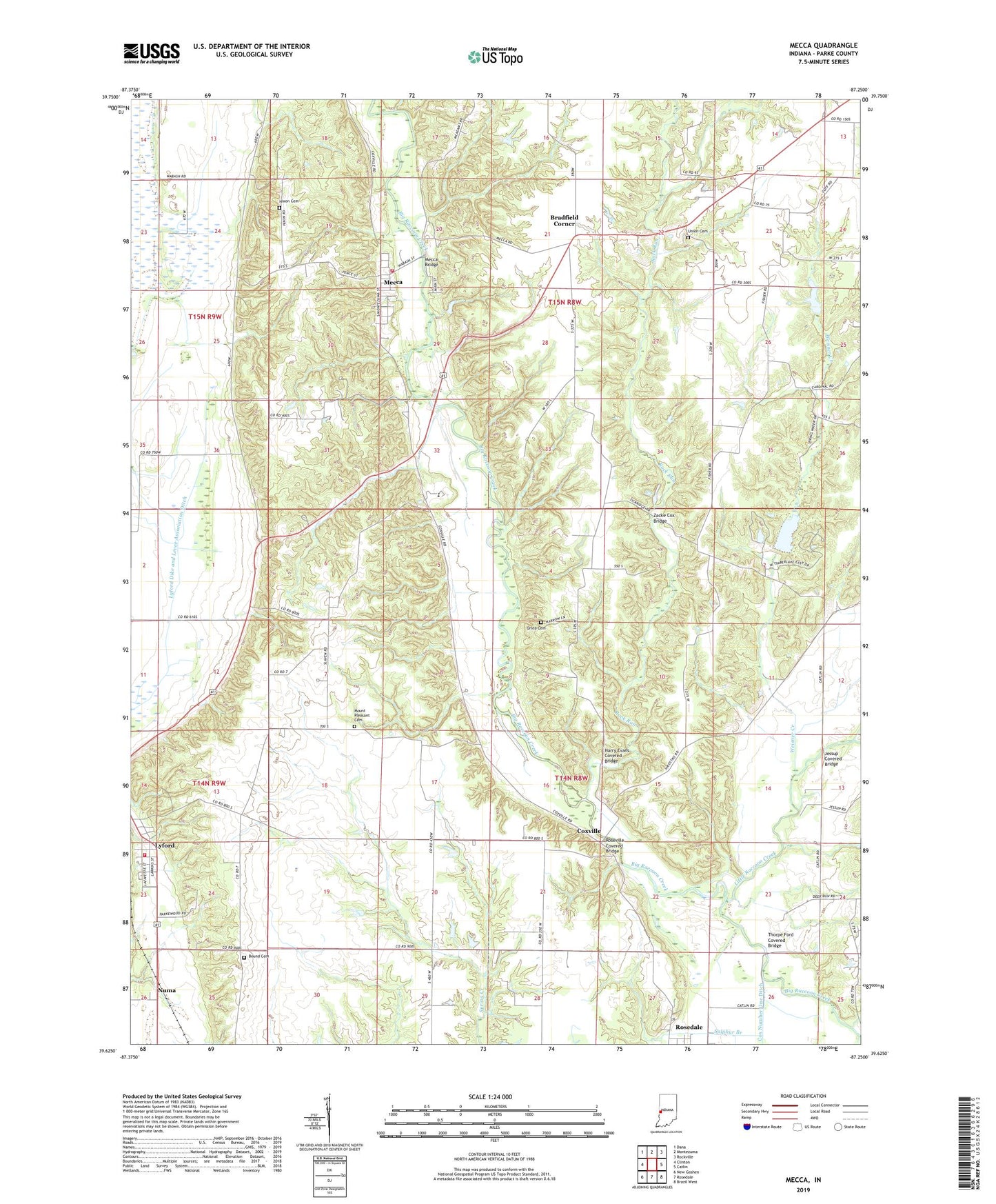 Mecca Indiana US Topo Map Image