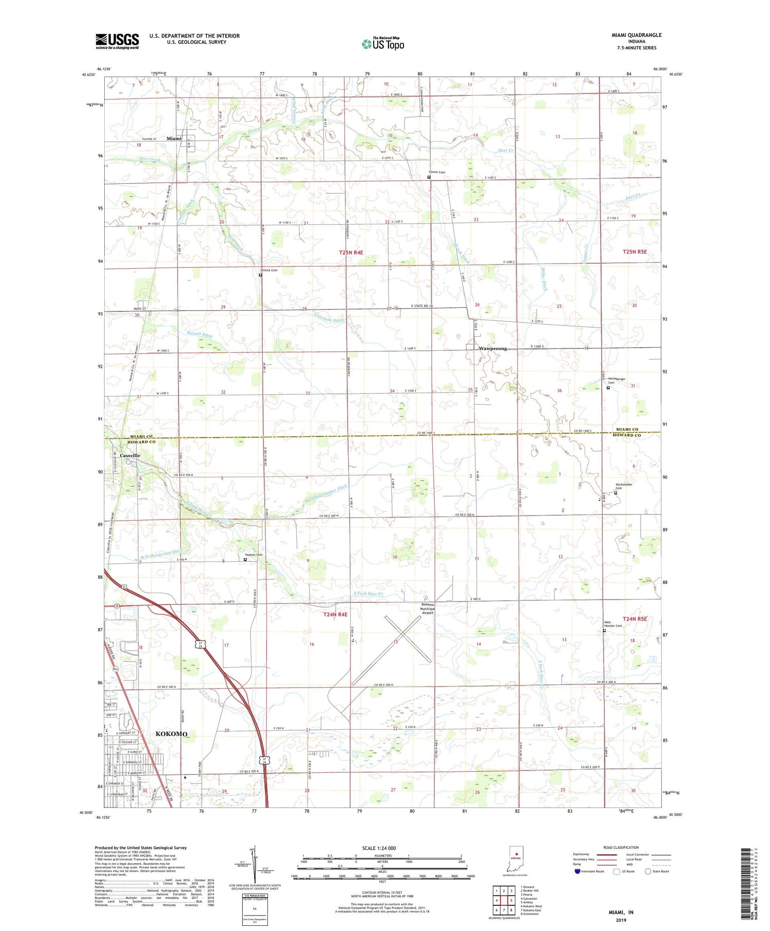 Miami Indiana US Topo Map Image
