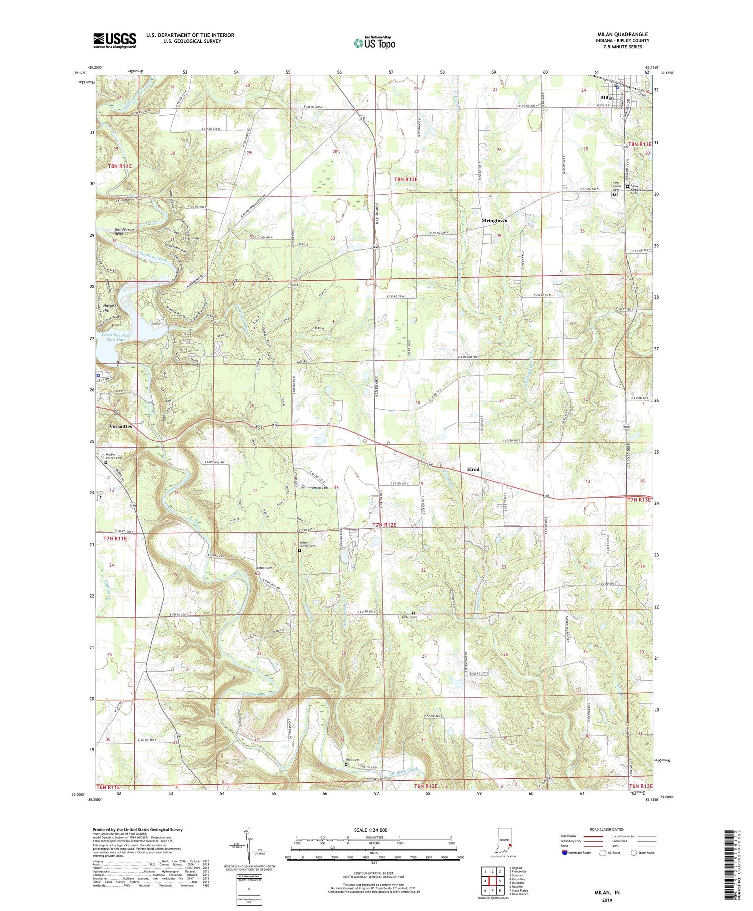 Milan Indiana US Topo Map Image