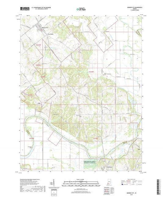 Monroe City Indiana US Topo Map Image