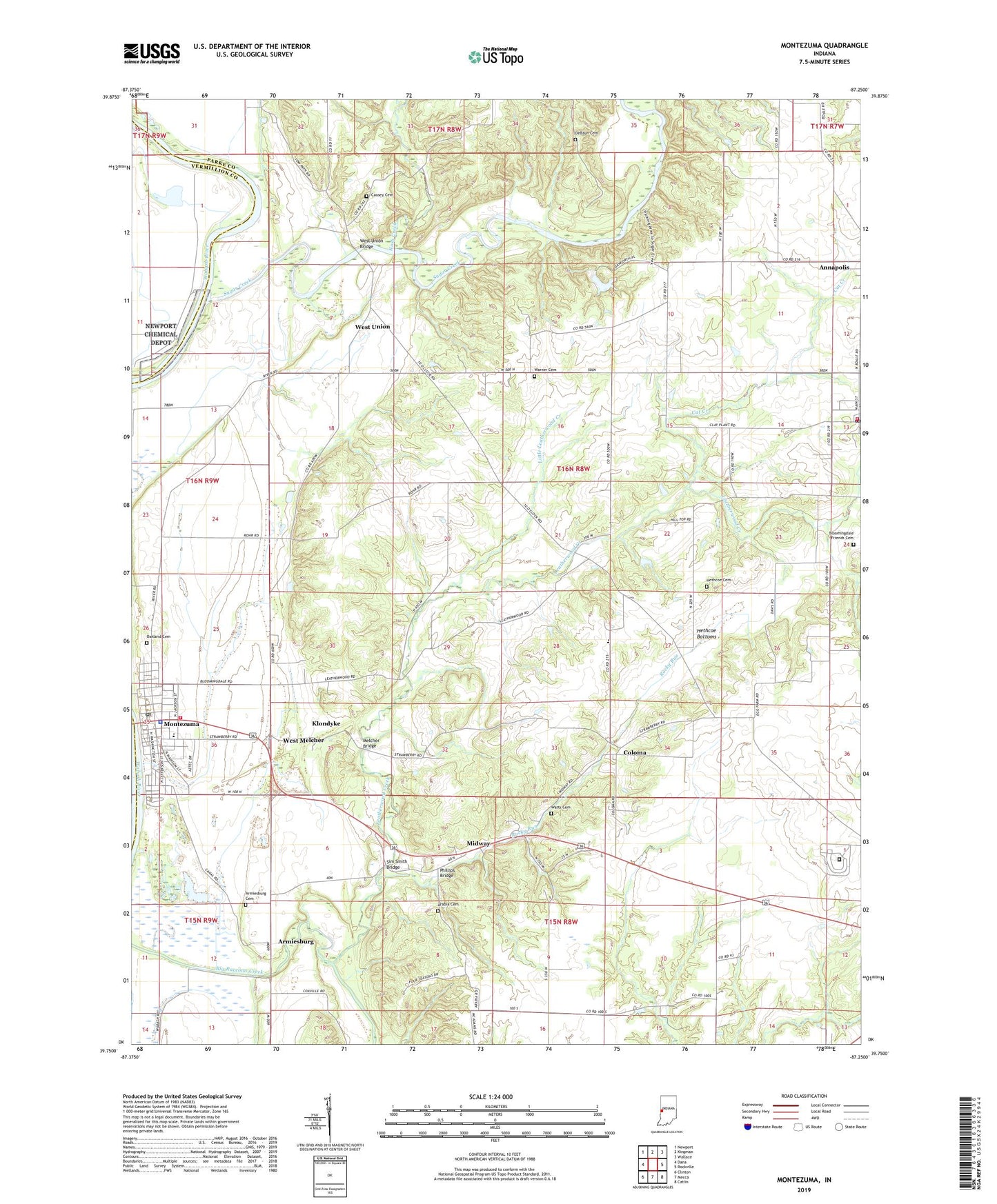 Montezuma Indiana US Topo Map Image