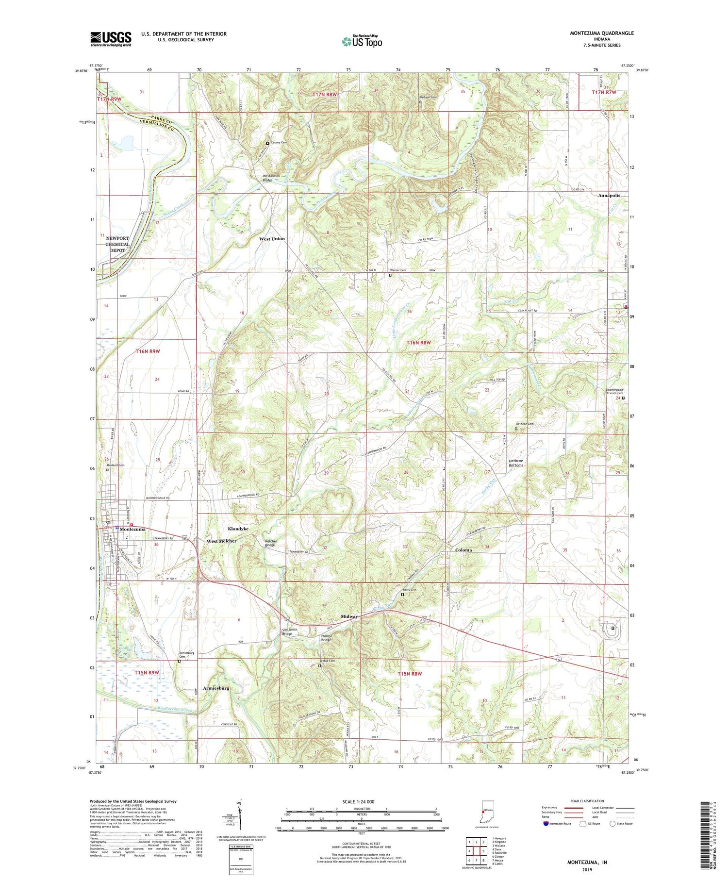 Montezuma Indiana US Topo Map Image