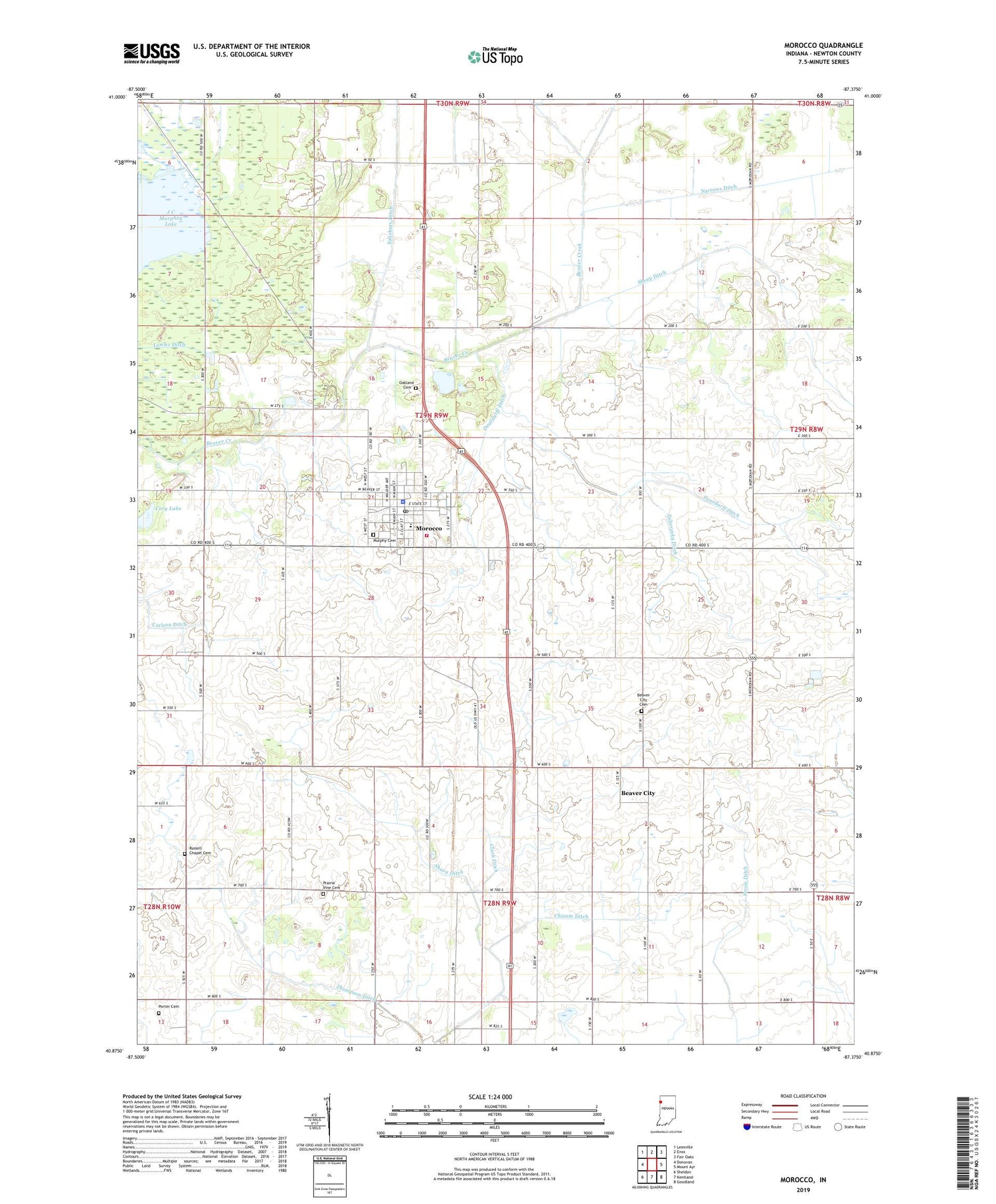 Morocco Indiana US Topo Map Image