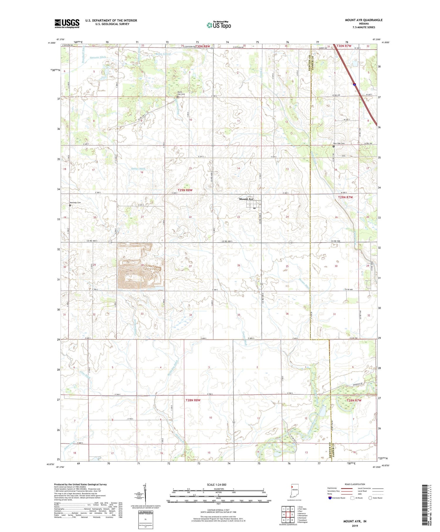 Mount Ayr Indiana US Topo Map Image