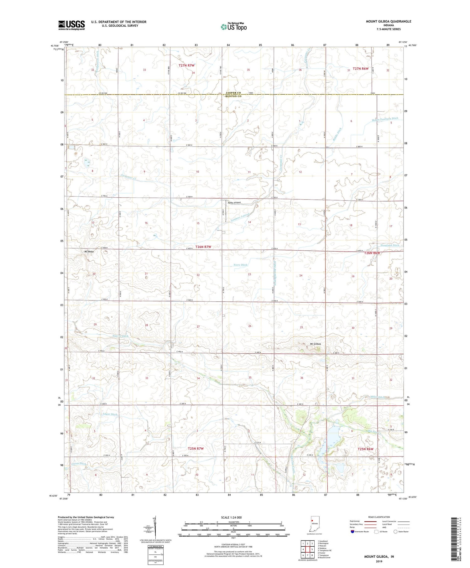Mount Gilboa Indiana US Topo Map Image