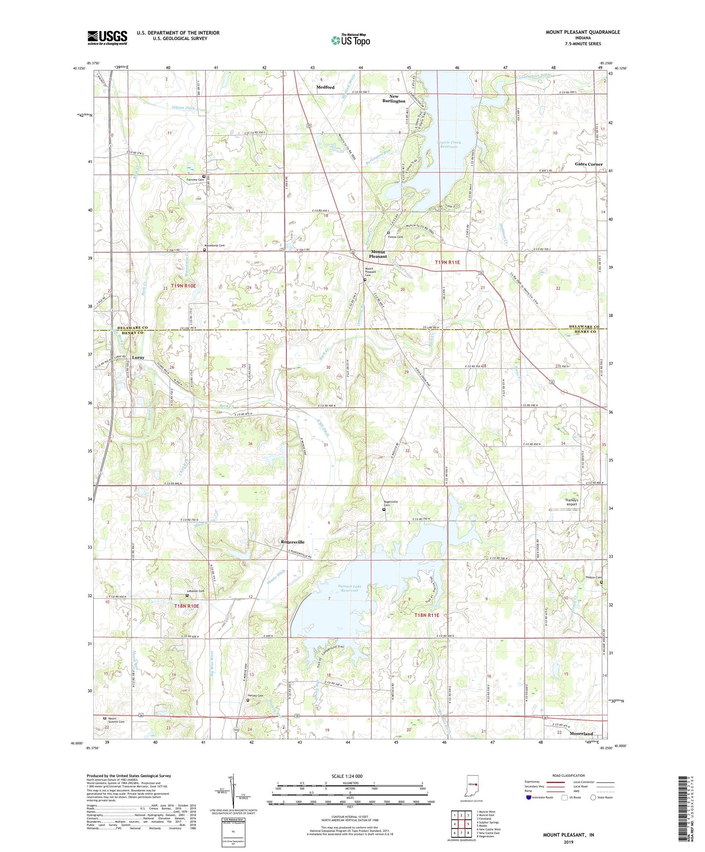 Mount Pleasant Indiana US Topo Map Image