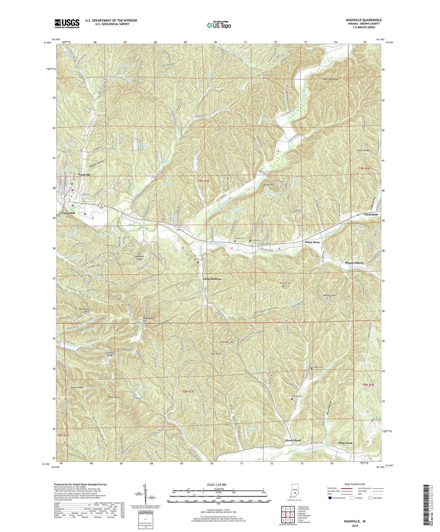 Nashville Indiana US Topo Map Image