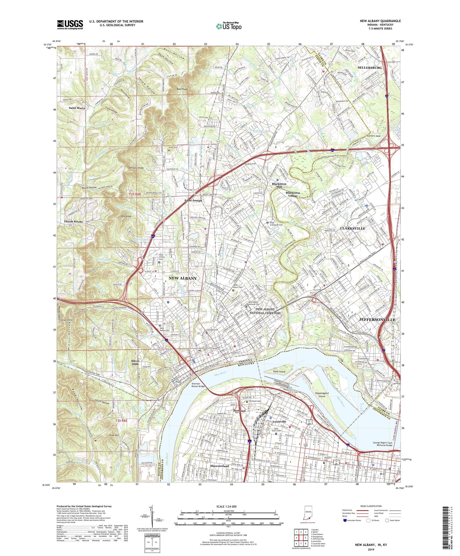 New Albany Indiana US Topo Map Image