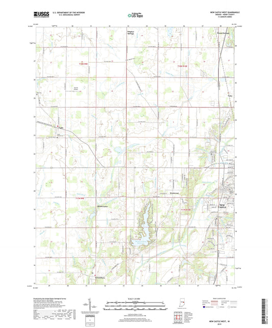 New Castle West Indiana US Topo Map Image