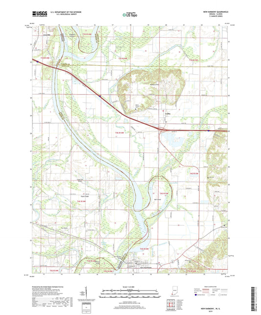 New Harmony Indiana US Topo Map Image