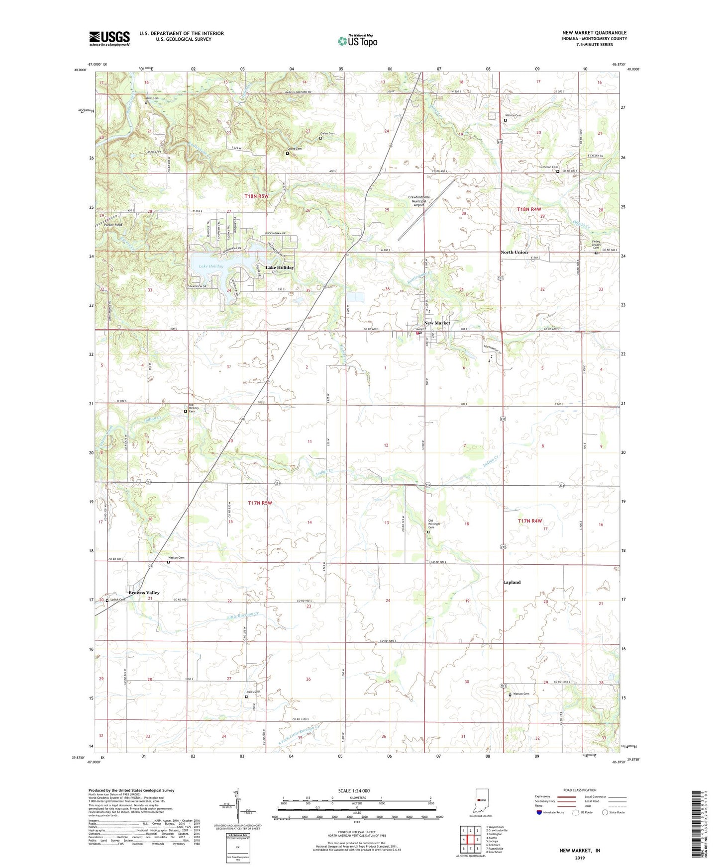 New Market Indiana US Topo Map Image