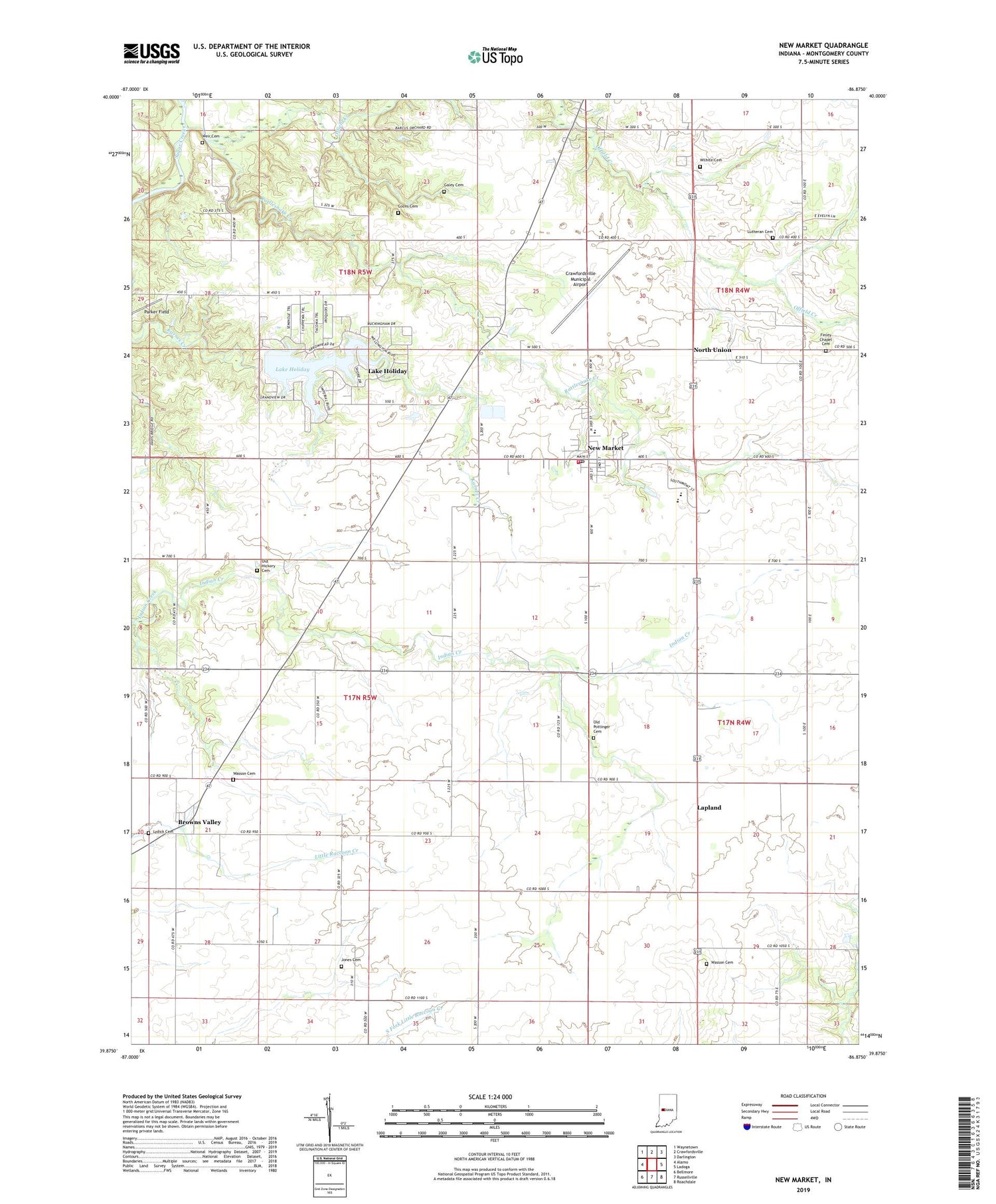 New Market Indiana US Topo Map Image