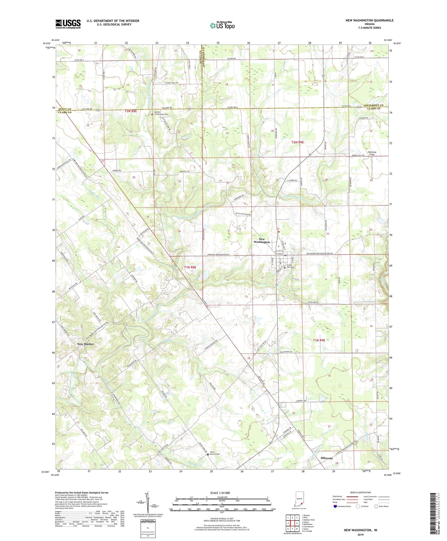 New Washington Indiana US Topo Map Image