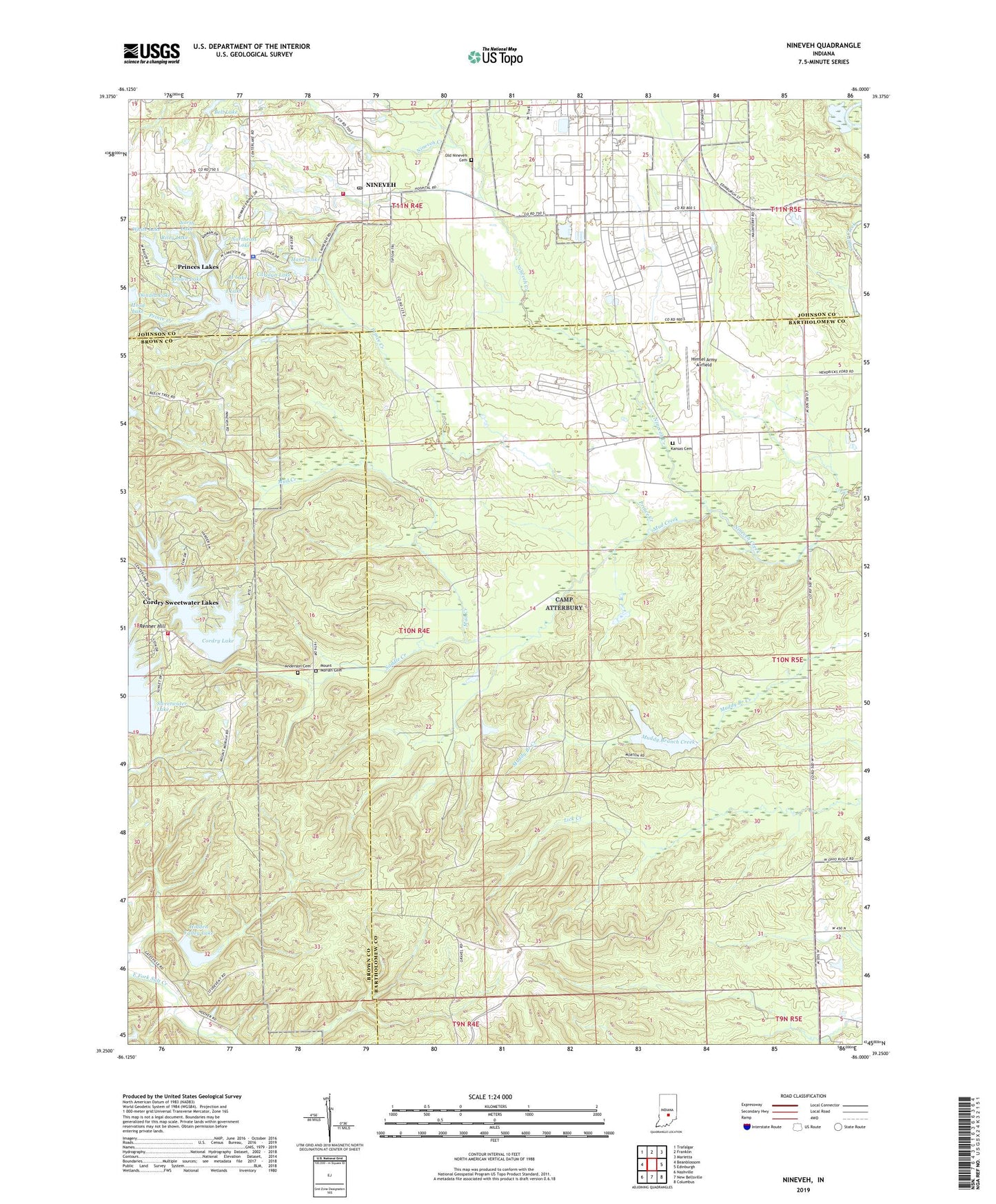 Nineveh Indiana US Topo Map Image