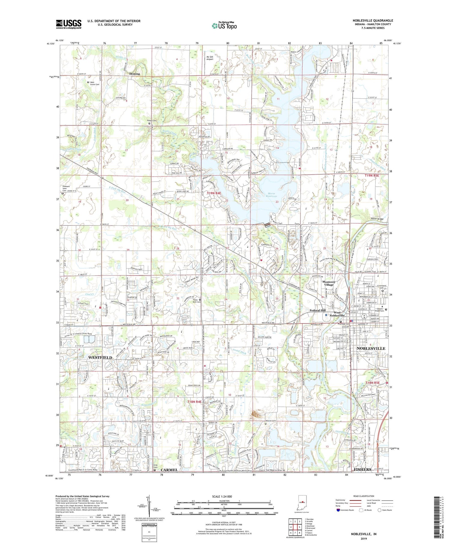 Noblesville Indiana US Topo Map Image