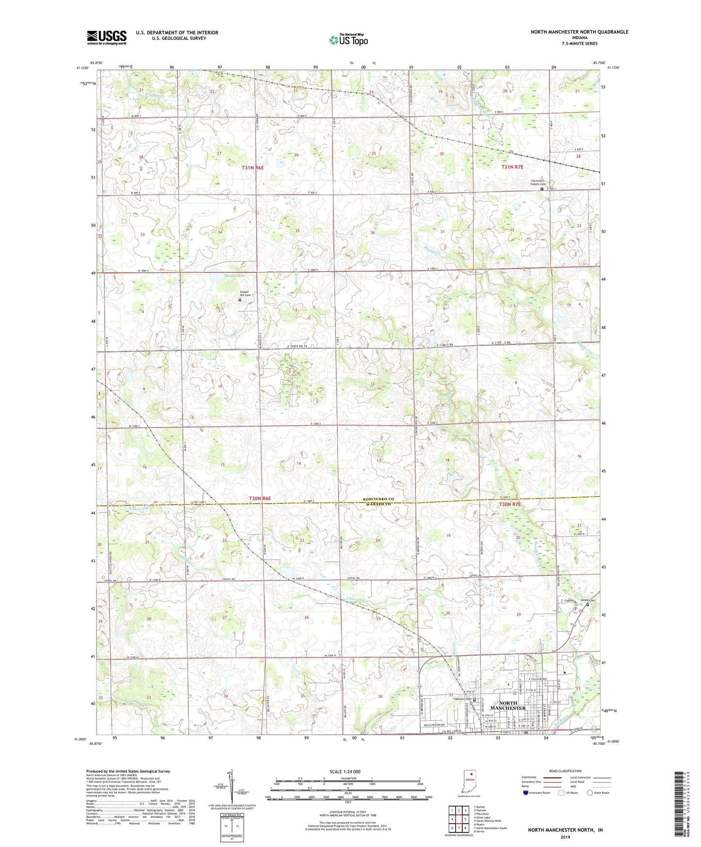 North Manchester North Indiana US Topo Map Image