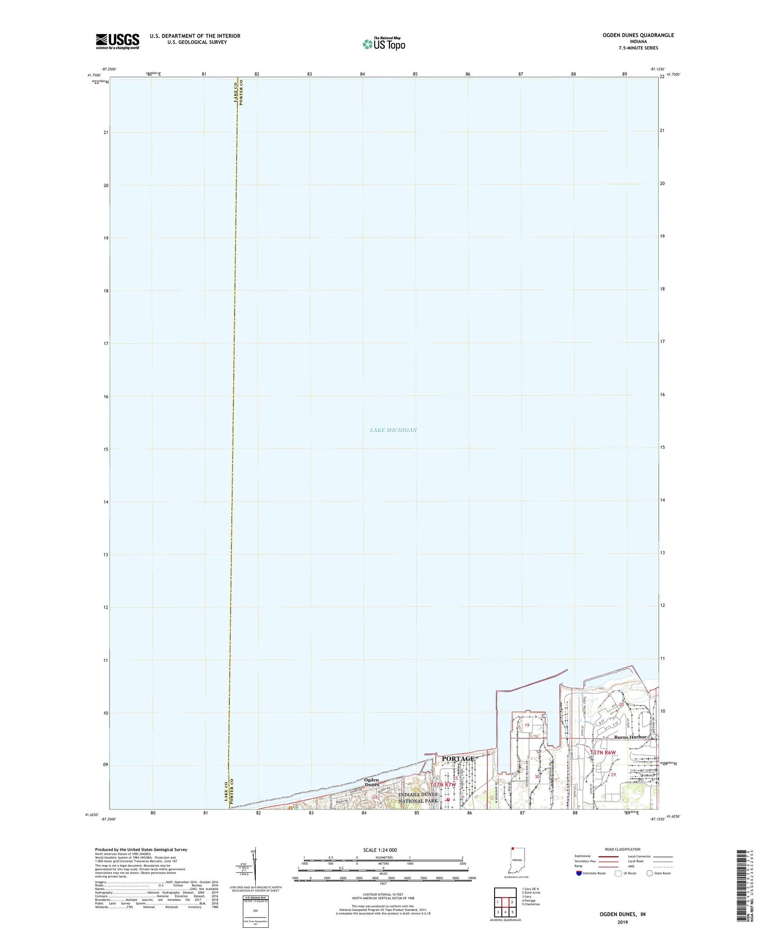 Ogden Dunes Indiana US Topo Map Image