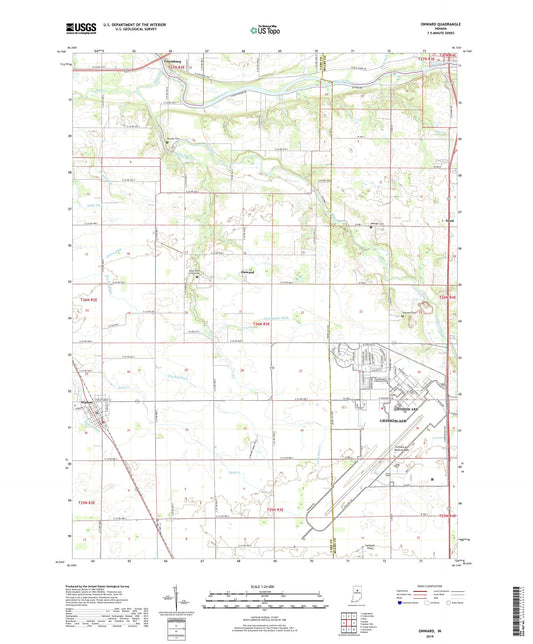 Onward Indiana US Topo Map Image