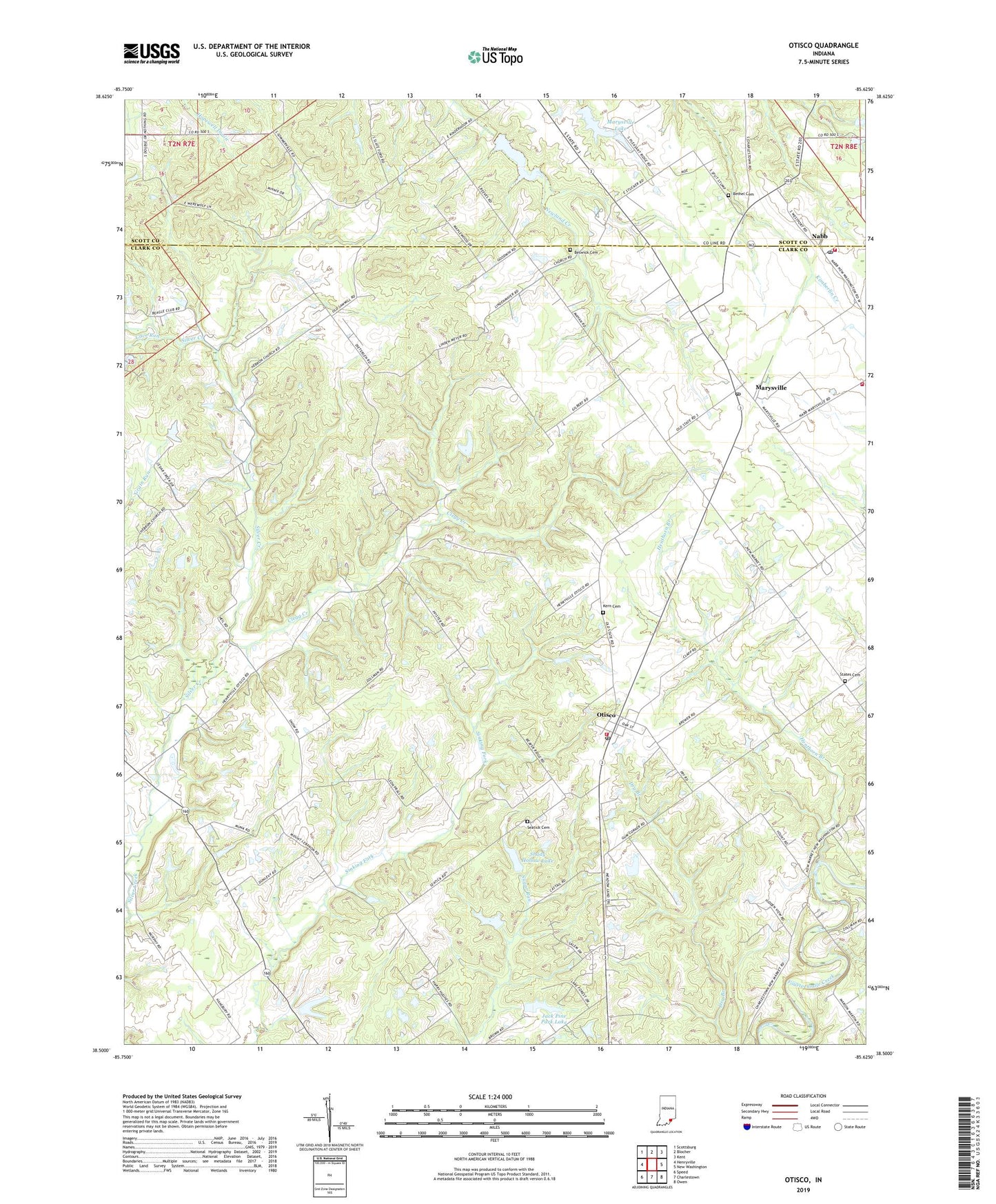Otisco Indiana US Topo Map Image