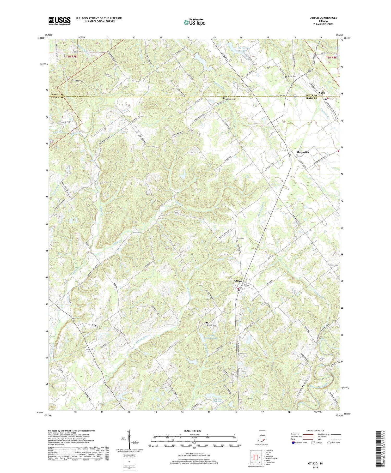 Otisco Indiana US Topo Map Image