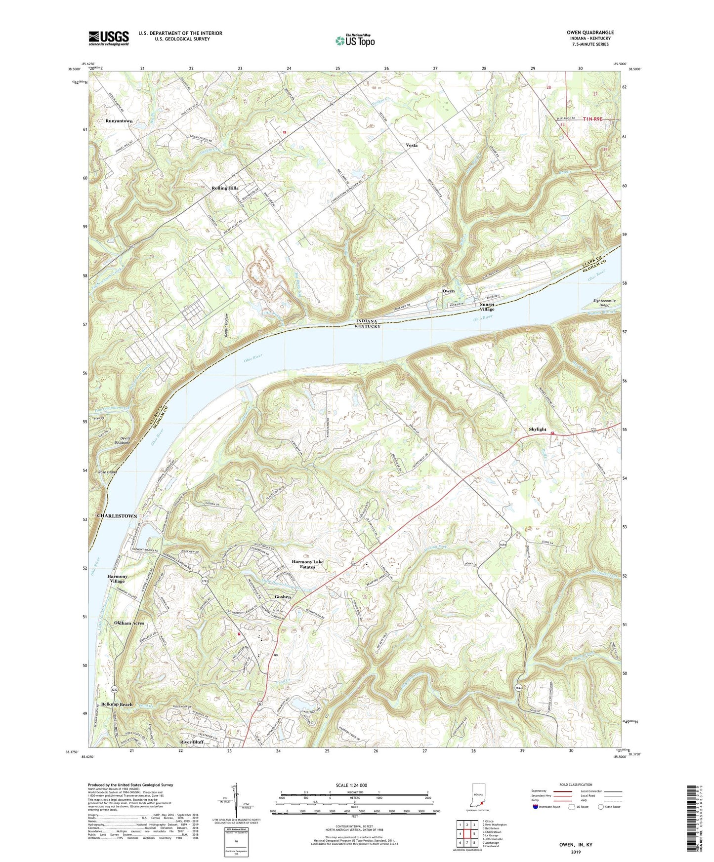 Owen Indiana US Topo Map Image