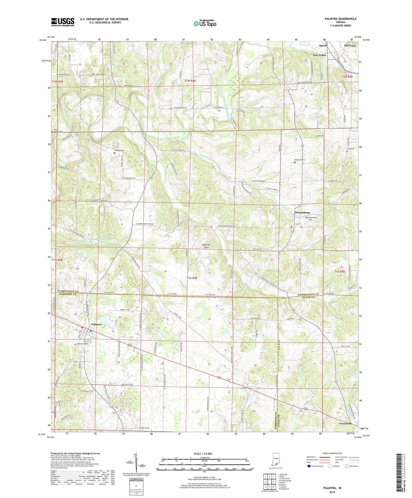 Palmyra Indiana US Topo Map Image