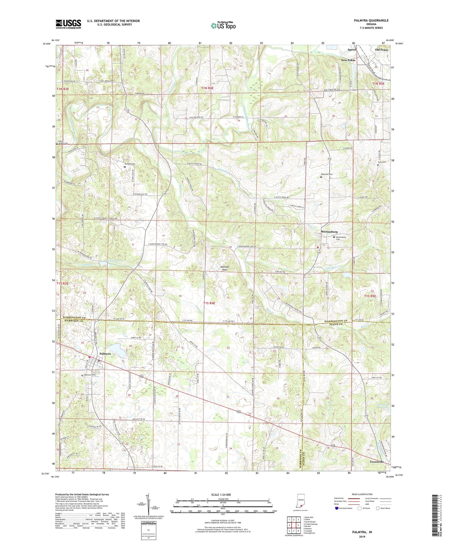 Palmyra Indiana US Topo Map Image