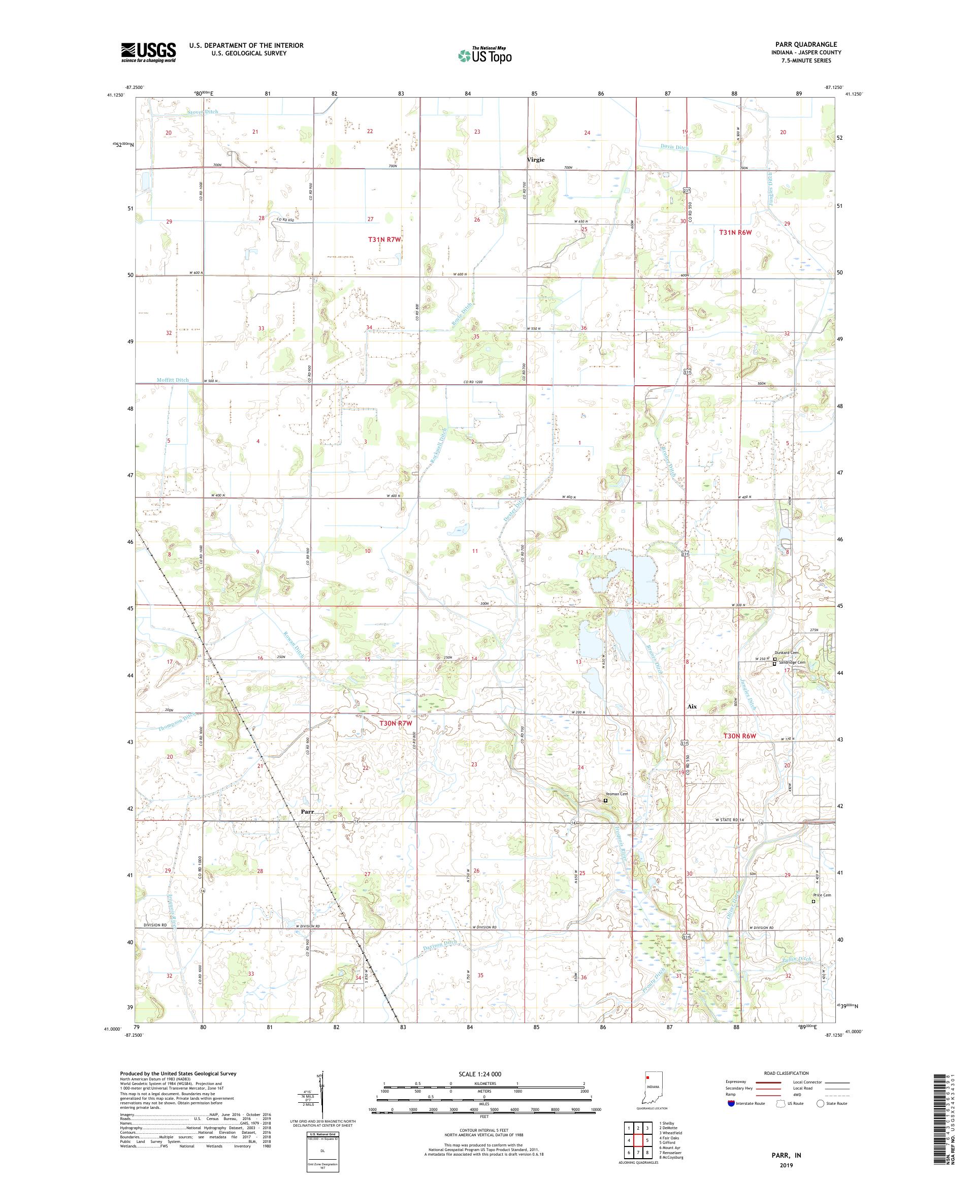 Parr Indiana US Topo Map – MyTopo Map Store