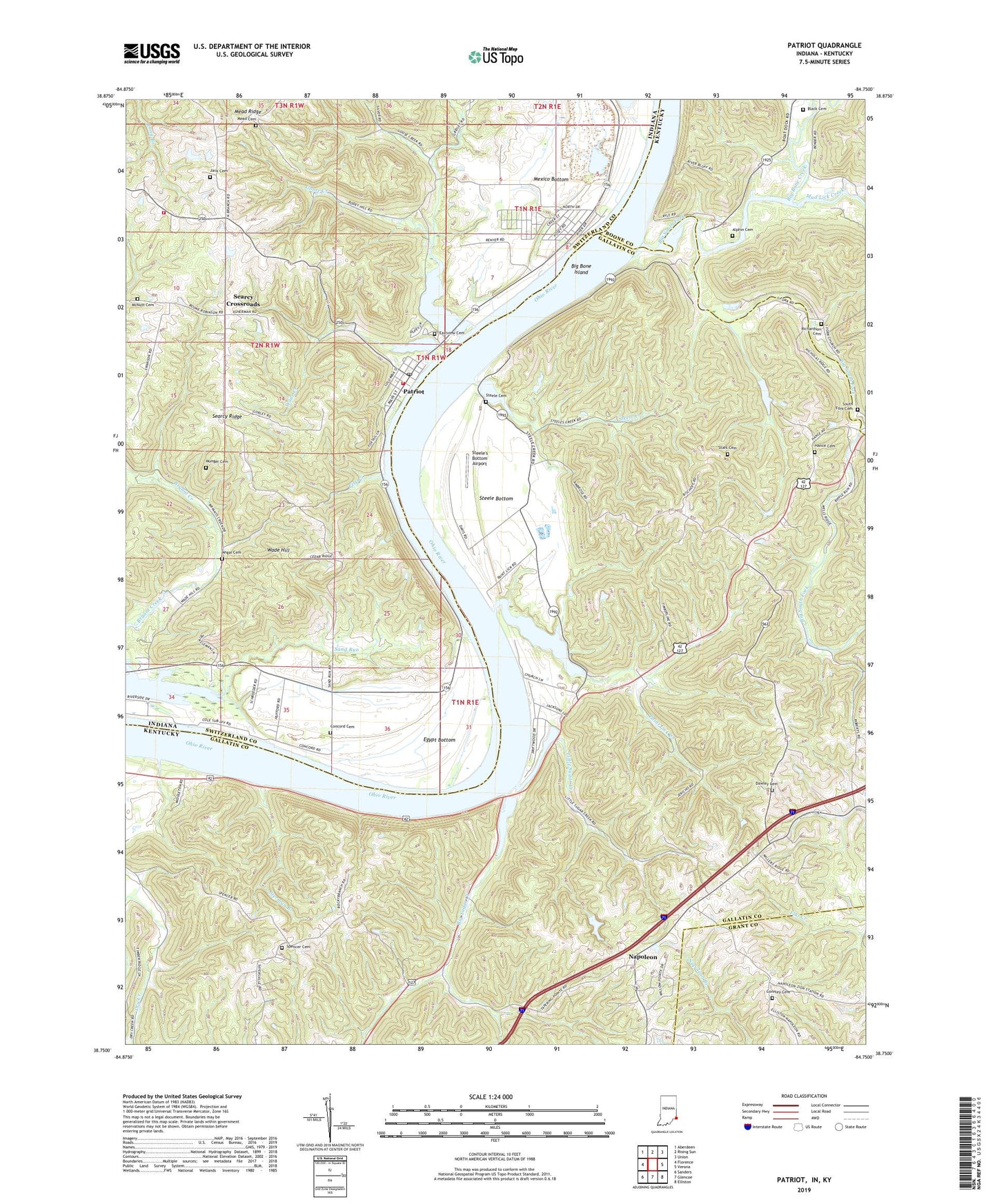Patriot Indiana US Topo Map Image